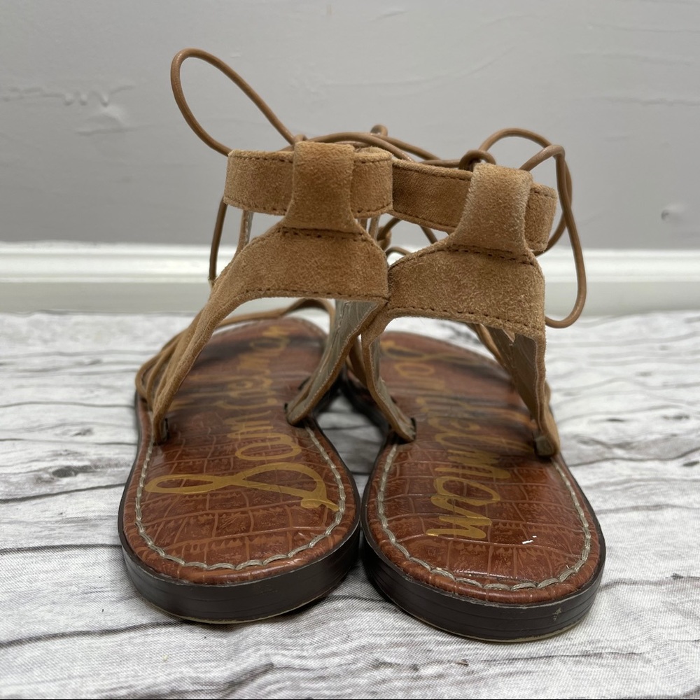 😎SAM EDELMAN✈️Gemma Lace-Up Gladiator Tan Sandals - Picture 5 of 8